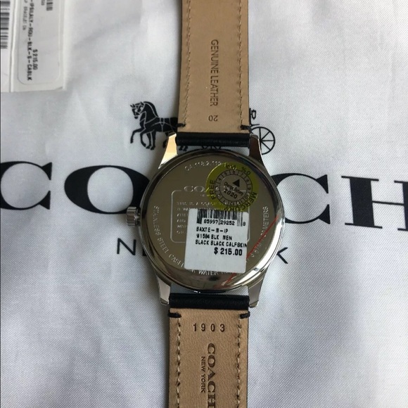 Coach Men's Watch Baxter  W1584 Leather Black - Picture 8 of 10